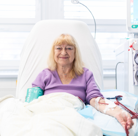 Pacientka Barbora Brožová na dialýze