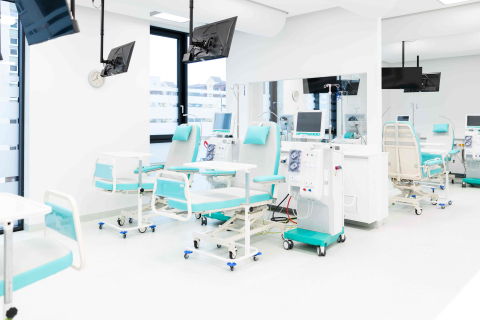 Dialyzační středisko Olomouc, záběr na lůžka