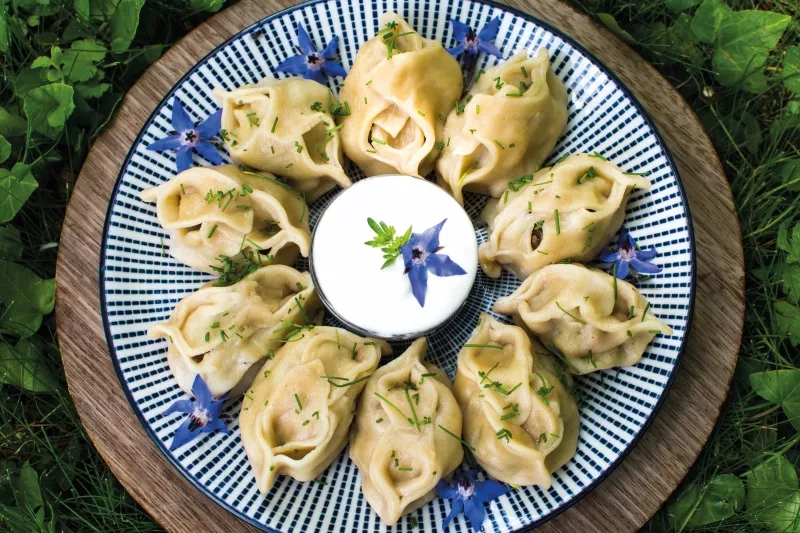 Uzbecké knedlíčky manti, jehněčí maso