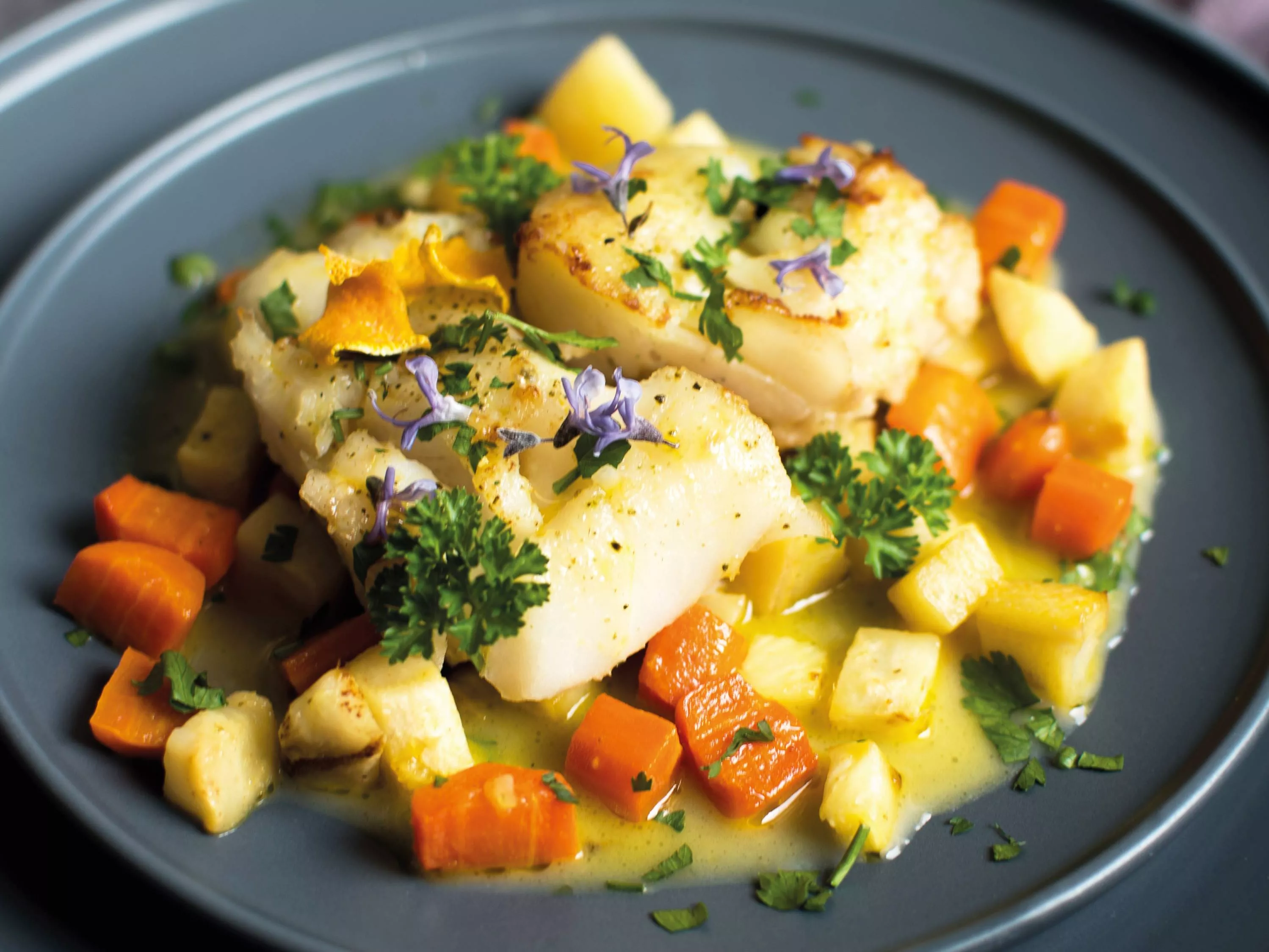 brambory mrkev treska citronové máslo recepty